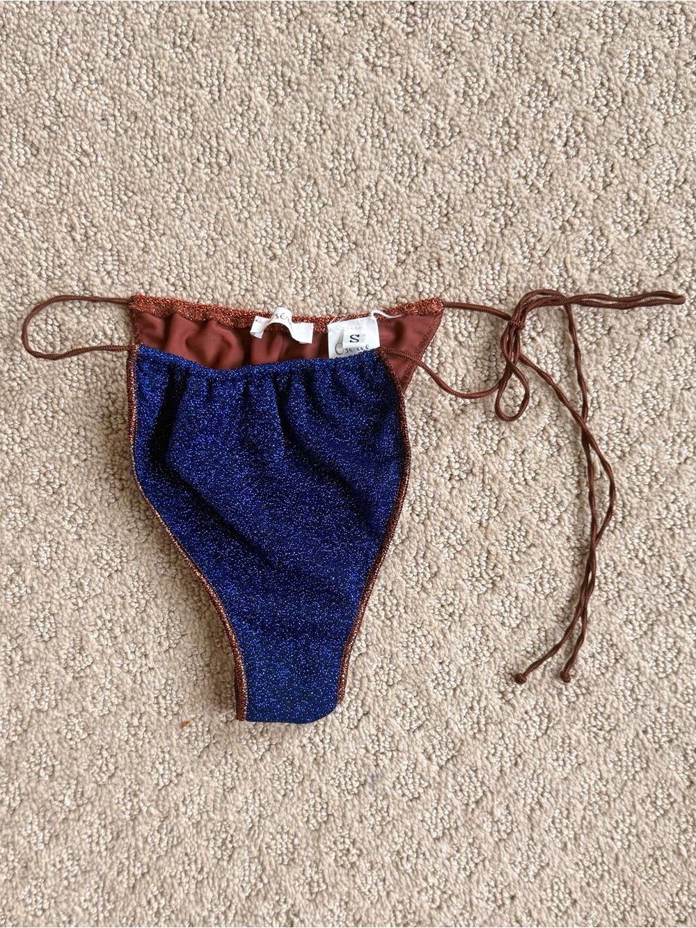 Oseree Sparkle Blue & Brown Bikini Bottoms